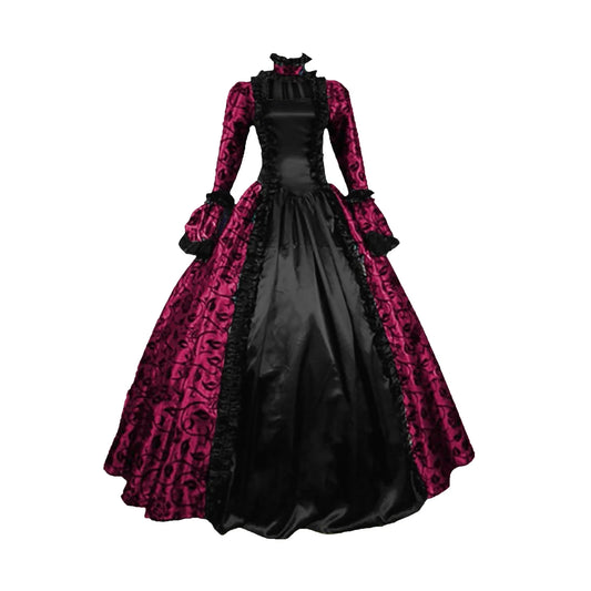 Fall Winter Dresses for Women, Retro Floral Printed Ball Gowns Dress Skirt Evening Party Dress Formal Evening Dress Fall Winter Gothic Retro Floral Print Ball Gowns Gowns Dress